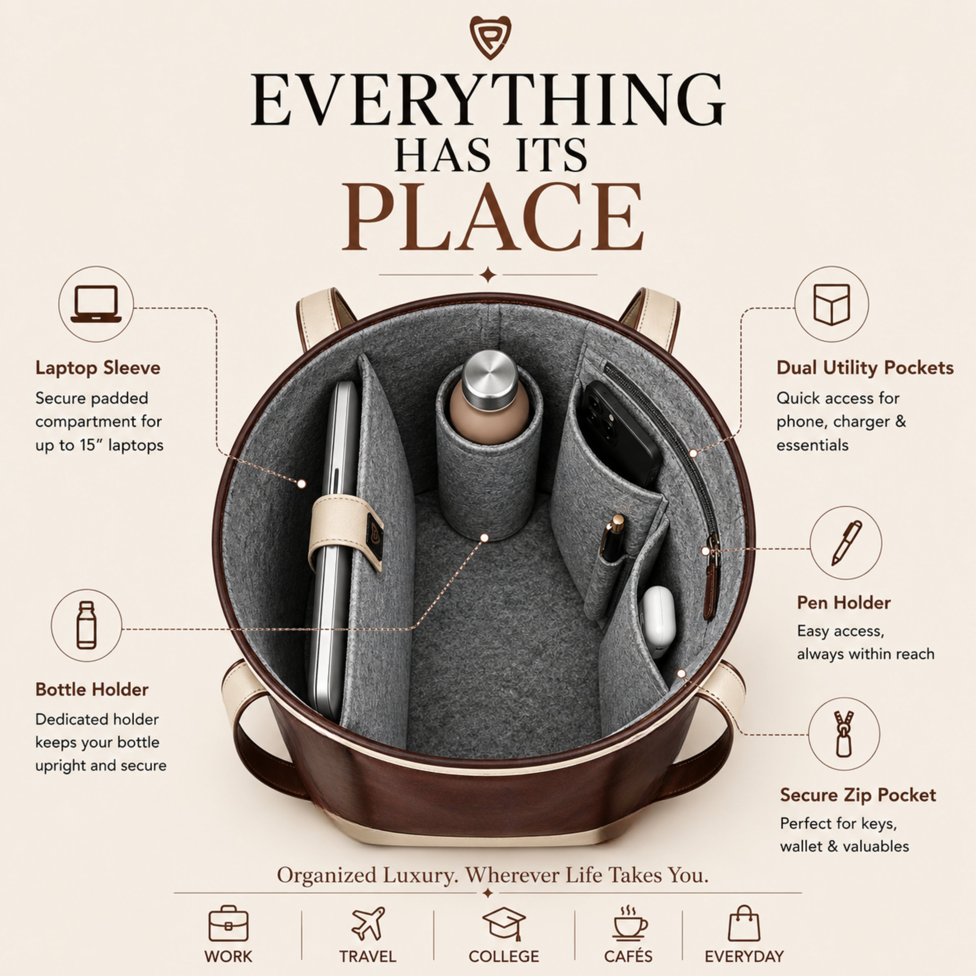 THE ESPRESSO BROWN TOTE